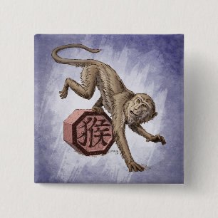 Året för den kinesiska apan Zodiac Art Knapp