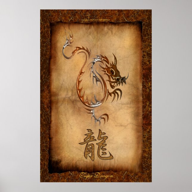 Året för Dragon, Tiger Dragon Art Poster (Framsidan)
