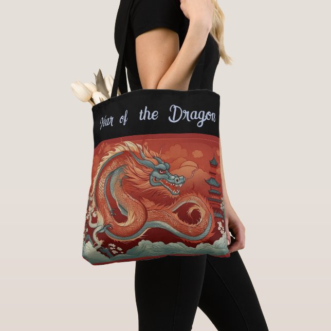 Året för Dragon Tote Bag Tygkasse (Närbild)
