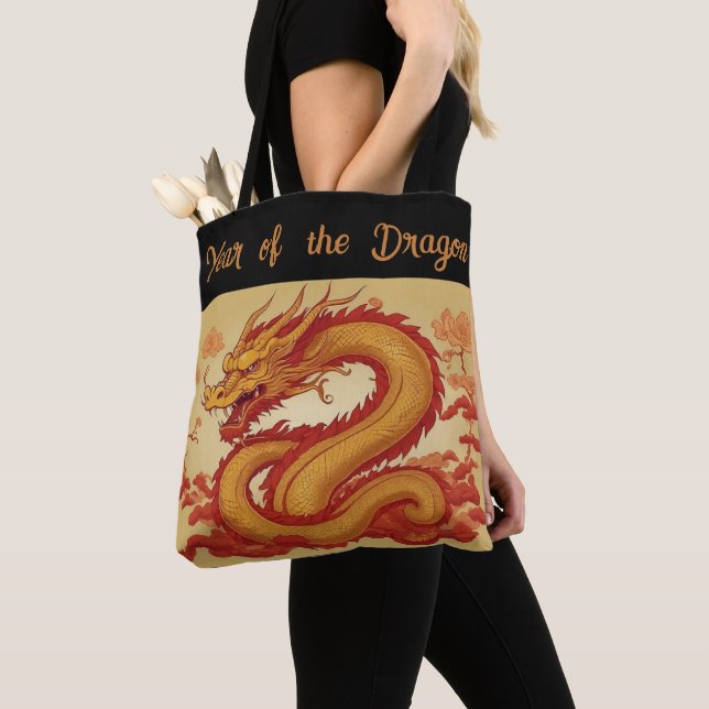 Året för Dragon Tote Bag Tygkasse (Närbild)