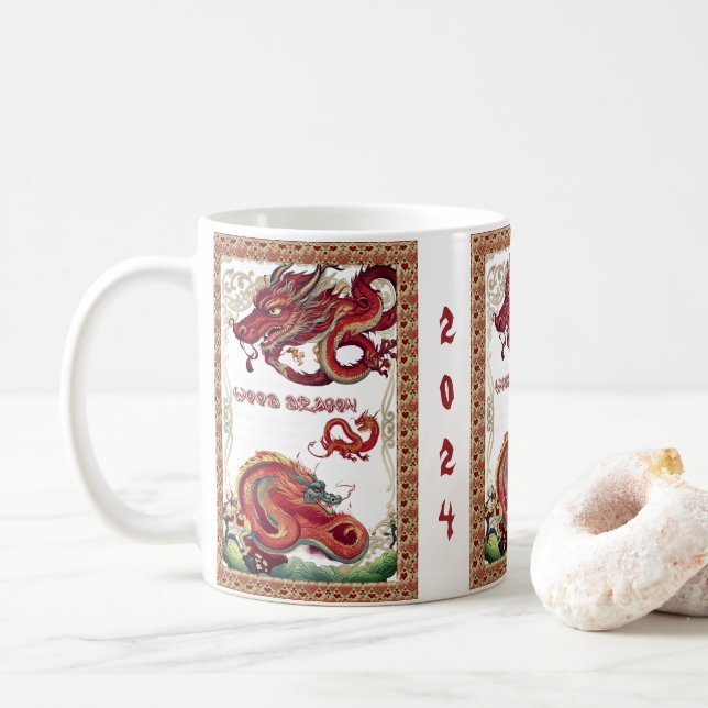Året för Dragon Wood Personalize Kaffemugg (Med munk)