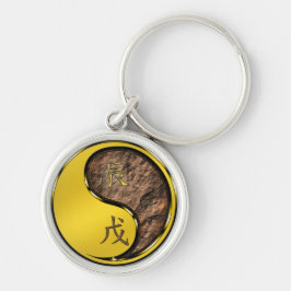 Året för Earth Dragon Rund Silverfärgad Nyckelring