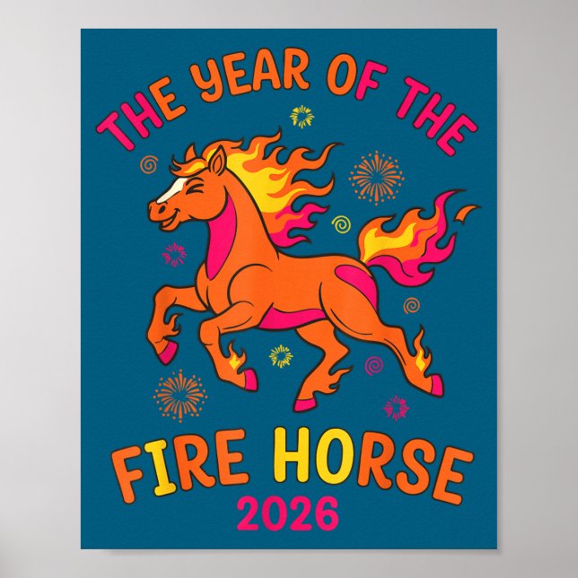 Året för elden hästen 2026 firande design poster (Framsidan)