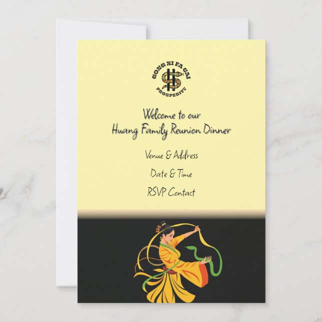 Året för gästfamiljens återföreningsmiddagsinbjuda inbjudningar (Baksida)