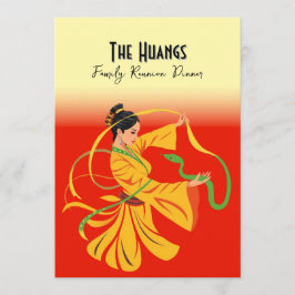 Året för gästfamiljens återföreningsmiddagsinbjuda rådkort