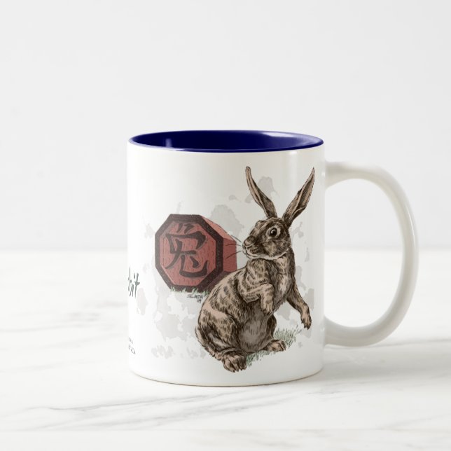 Året för kaninernas zodiakkonst Två-Tonad mugg (Höger)