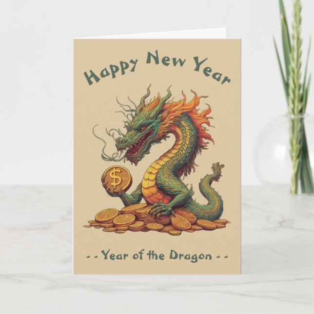 Året för Kinas nya år i Dragon Kort (Framsida)