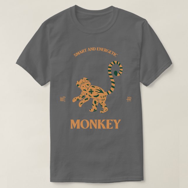 Året för Kinesisk apa Zodiac 1 T Shirt (Design framsida)
