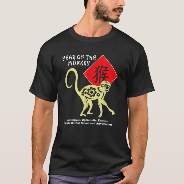 Året för Kinesiskt zodiaklunar i apa, nyår m T Shirt (Framsida)