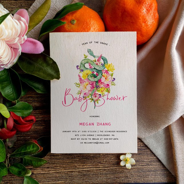 Året för Orm Blommig | Baby Shower Inbjudan (Skapare uppladdad)