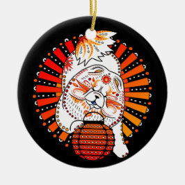 ÅRET HUND - MI TANG - Chow-helgdag Julgransprydnad Keramik