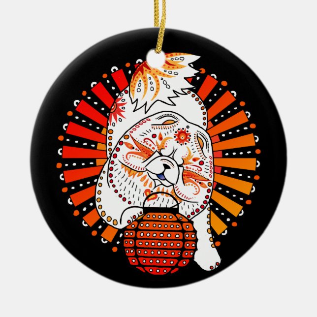 ÅRET HUND - MI TANG - Chow-helgdag Julgransprydnad Keramik (Framsidan)