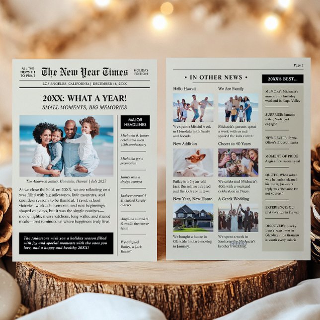 Året i backspegeln Gott Nytt År Tidning Julkort (Skapare uppladdad)