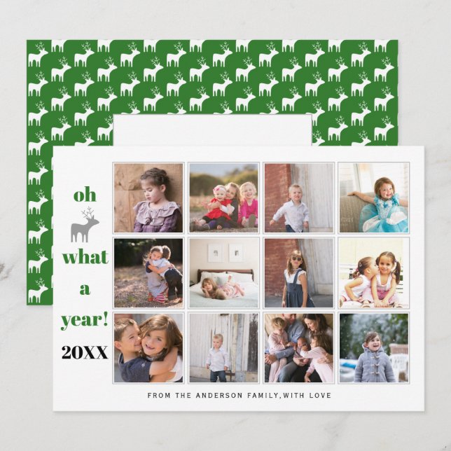 Året i backspegeln Oj då vad ett år grön foto Julkort (Fram/baksida)