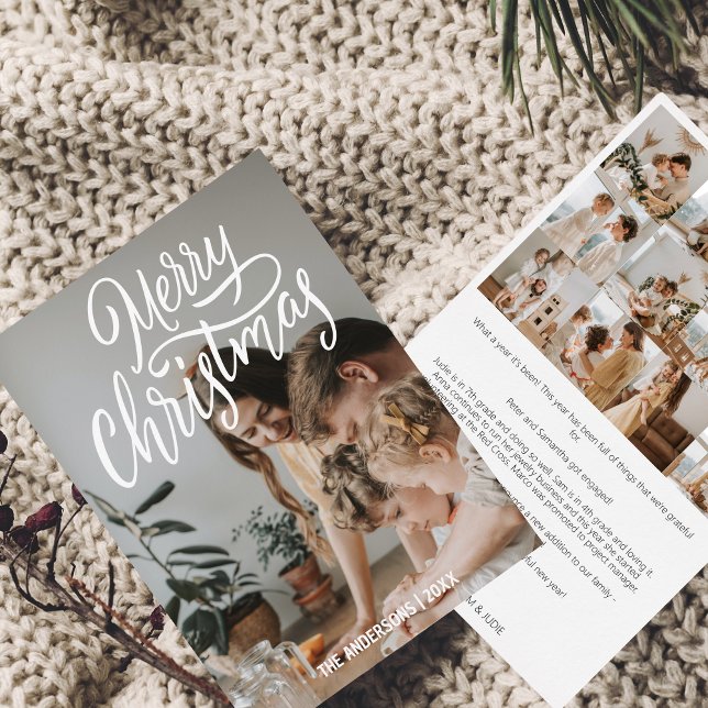 Året i Granska fotokollage Modern jul Julkort (Merry Christmas - modern Christmas Card)