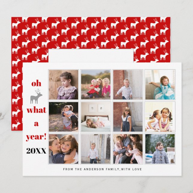 Året i översikt Åh älskling sånt ett år rött foto Julkort (Fram/baksida)