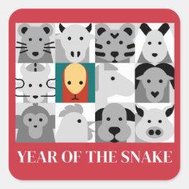 ÅRET SNAKE 2025 FYRKANTIGT KLISTERMÄRKE