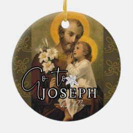 Året St. Joseph Jesus Religiösa Påven Namnteckning Julgransprydnad Keramik