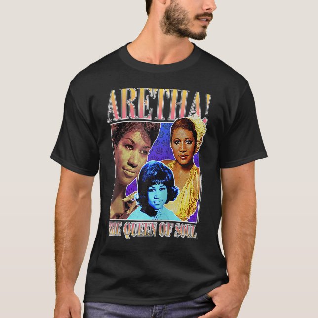 Aretha Franklin Triple Queen of Soul Raglan T Shirt (Framsida)