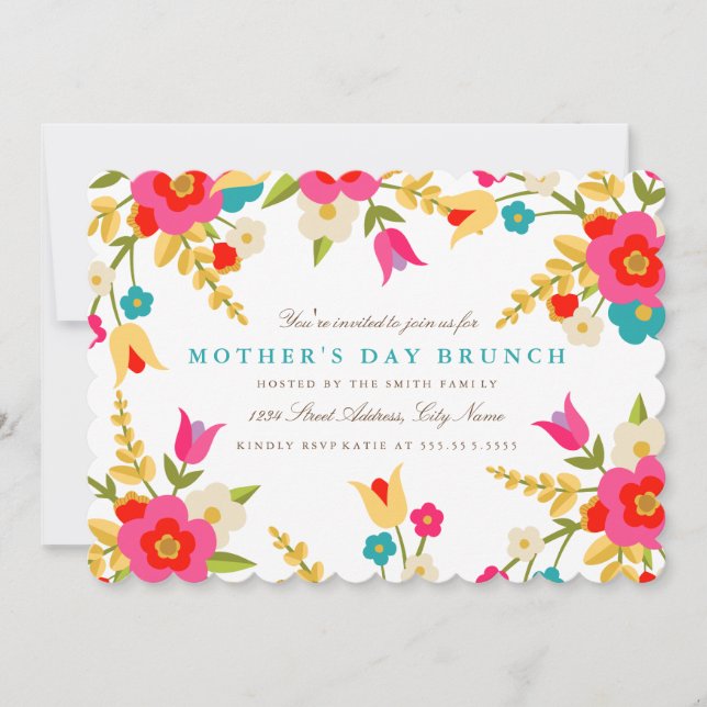 Årets blommor Mors dag Inbjudningar (Framsida)