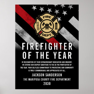 Årets brandman medarbetarerkännandelogo poster