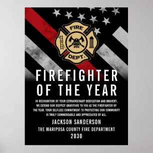 Årets brandman medarbetarerkännandelogo poster