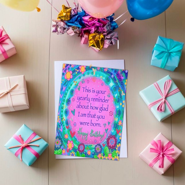 Årets födelsedagspåminnelse - vacker Blommigt Roli Kort (Skapare uppladdad)
