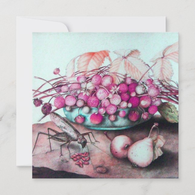 ÅRETS FRUKTER / JORDGUBBAR PÄRON Svart Rosa Meddelande (Framsida)