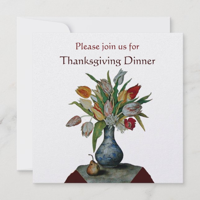 ÅRETS FRUKTER /TULPANER Thanksgiving Dinner is Inbjudningar (Framsida)