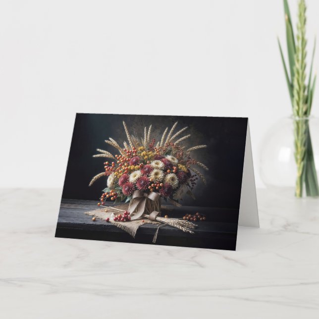 Årets höstsäck och Morsa Bouquet Kort (Framsida)