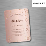 Årets inbjudan till ro-stjärnor i guld magnet<br><div class="desc">För en elegant 50:e (eller någon ålder) födelsedagsfest. En övertoningsbakgrund för ro guld. Dekorerad med stjärnor. Anpassa och lägg till information om namn och party. Lägg till födelseår och år för firande. Namn är skrivet med ett handskript i stil</div>