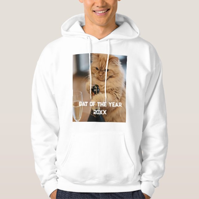 Årets katt 20XX Foto Anpassa Hoodie (Framsida)