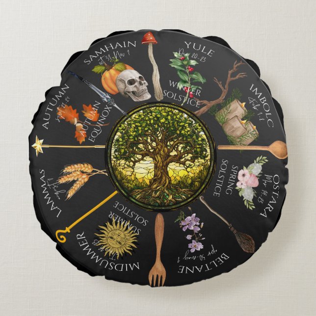 Årets Magickal Wheel Rund Kudde (Framsidan)