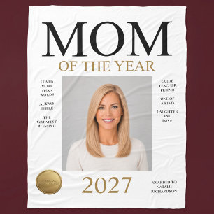 Årets mamma-foto (endast vitt) fleecefilt