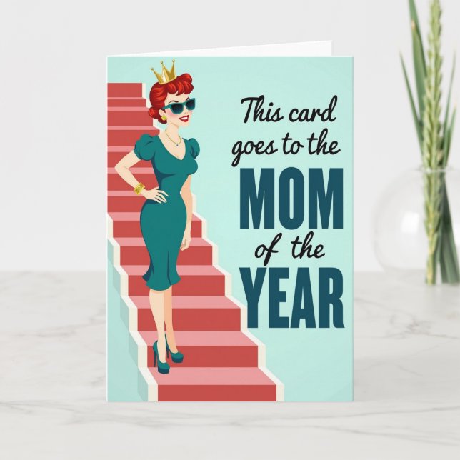 Årets mamma retro stil kort (Framsida)