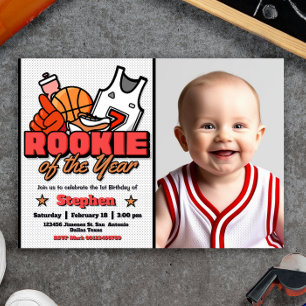 Årets nybörjare - Första födelsedagen Basketball Inbjudningar