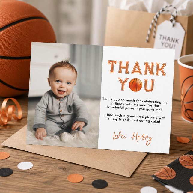 Årets nykomling 1-års födelsedag Basketboll Tack Kort (Rookie of the Year 1st Birthday Basketball Thank You Card)