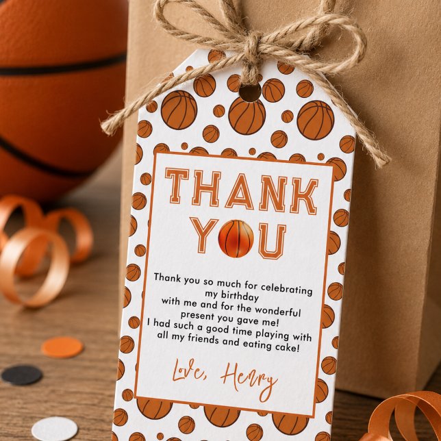 Årets nykomling 1-års födelsedagsbasket presentetikett (Rookie of the Year 1st Birthday Basketball Gift Tags)