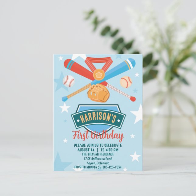 Årets nykomling baseboll 1-års födelsedag vykort (Stående Fram)