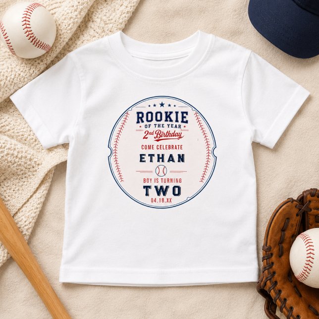 Årets nykomling baseboll 2-årsdag barn t shirt (Rookie of the Year Baseball 2nd Birthday kids Baby T-Shirt
)