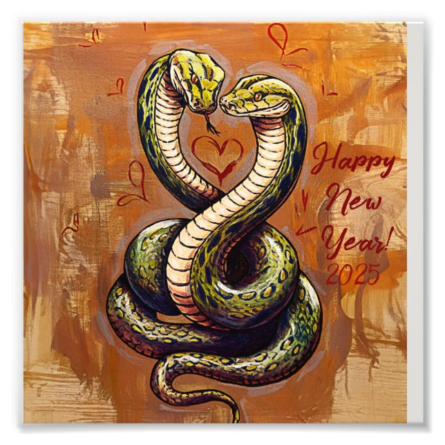 Årets önskan för Kärlek 2025 års träsnake Fototryck (Framsidan)
