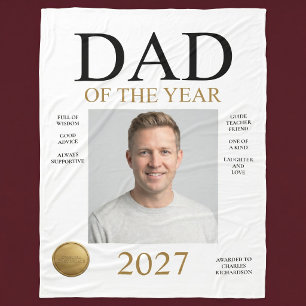 Årets pappa Foto (endast vitt) Fleecefilt