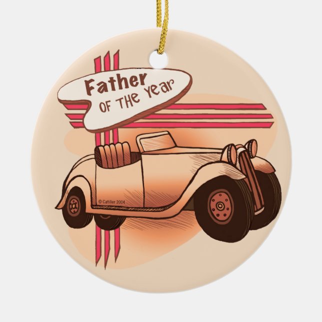 Årets pappa-ornament julgransprydnad keramik (Framsidan)