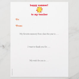 Årets personlig-lärare tackkort - sol