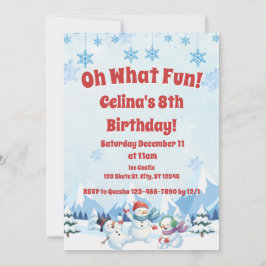 Årets Snögubbar "Oh What Roligt"-födelsedag Inbjudningar