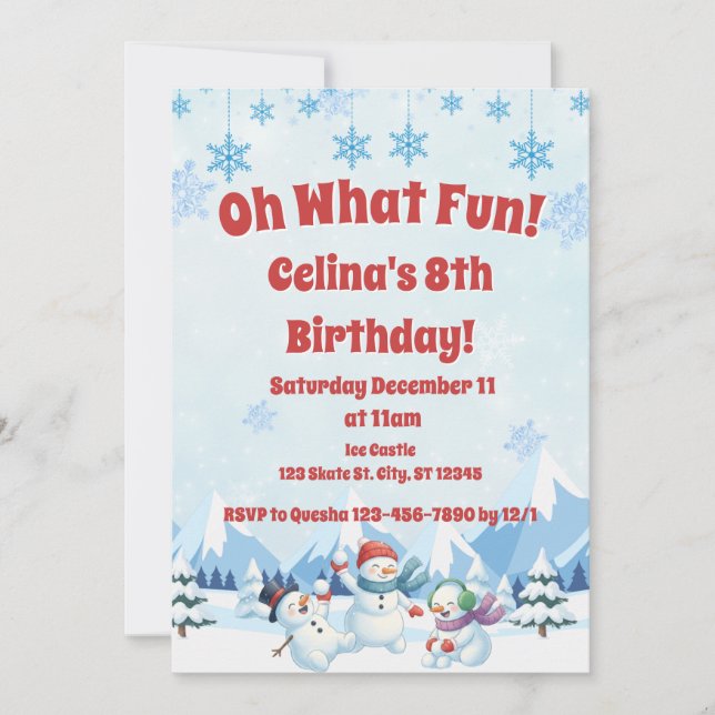 Årets Snögubbar "Oh What Roligt"-födelsedag Inbjudningar (Framsida)