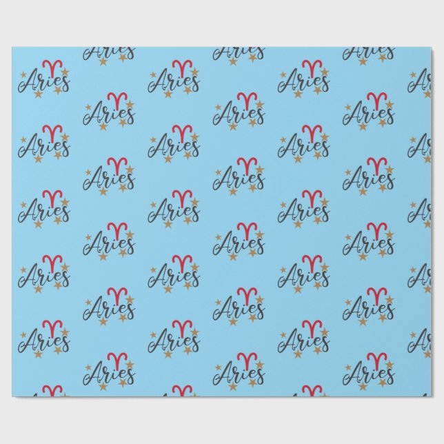 Årets Stjärntecken Papper inkapsling - Blå bakgrun Presentpapper (Platt)