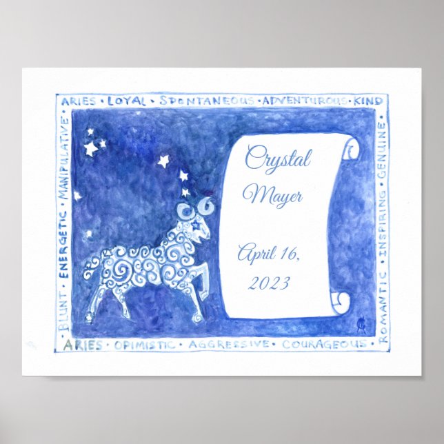 Årets vattenfärgsfärg på födelsedagskalans poster (Framsidan)