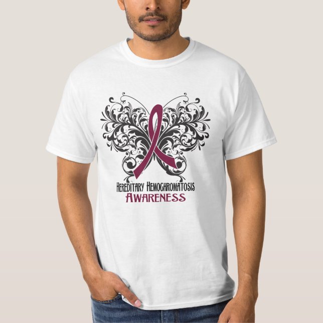 Ärftlig Hemochromatosis för medvetenhetfjäril T-shirt (Framsida)