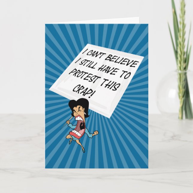 Arg aktivist med protestskylt kort (Framsida)